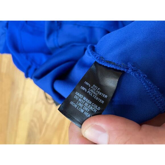 Lulus Good Deeds Women's Dress Fit & Flare Skater Mini Lace-Up Apron Neck S Blue - Picture 10 of 10